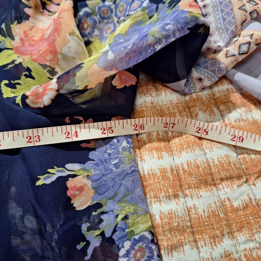 Sandra Darren Navy Dress with Floral Kimono Style Sheer Jacket - Picture 8 of 16